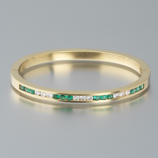Emerald and Diamond Bangle Bracelet