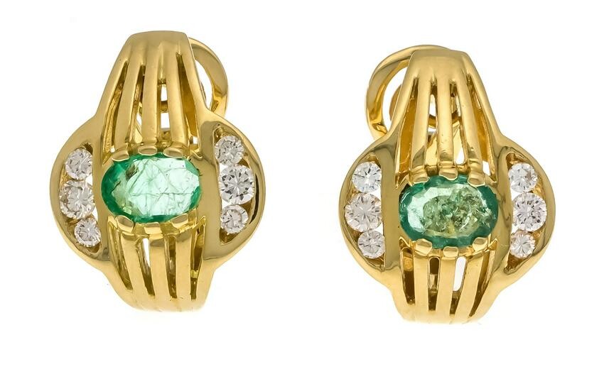 Emerald diamond clip earrings