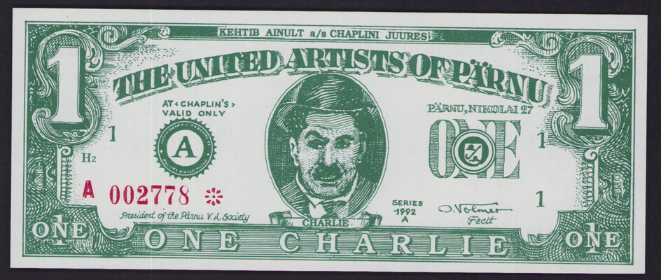 Estonia, Pärnu Chaplins Cultural Center fantasy money 1992 - 1 Charlie