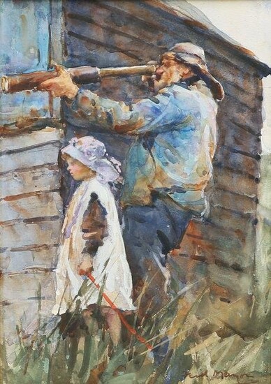FRED MAYOR (STAITHES GROUP 1865-1916) "ON THE LOOKOUT"