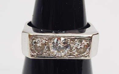 Fine 14K White Gold & 3 Diamond Ring