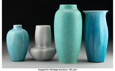 Four Pilkington Lancastrian Pottery Glazed Ceramic Vases (circa 1920)