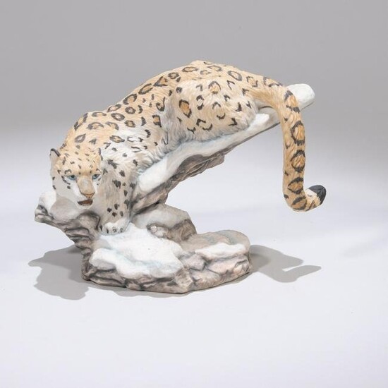 Franklin Mint Porcelain Sculpture of Snow Leopard