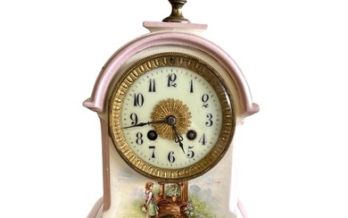 French Porcelain Marti Medaille De Bronze Mantle Clock
