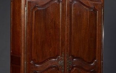 French Provincial Louis XV Style Carved Oak Armoire