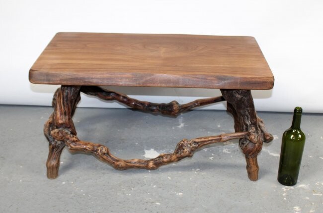 French burled grape vine coffee table with natural edge