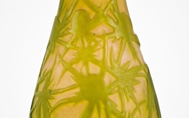GALLE Vase en verre multicouche décor foral... - Lot 82 - Marambat - de Malafosse