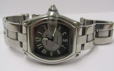 GENTLEMAN'S CARTIER ROADSTER AUTOMATIC WRIST WATCH with date aperature,...
