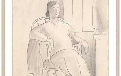 George Copeland Ault Original Pencil Drawing Female Figure Signed Framed Artwork
