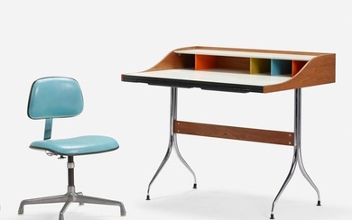 George Nelson and Charles and Ray Eames, Swag Leg desk, model 5850 and Secretarial chair, model