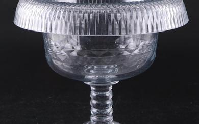 Georgian Anglo-Irish Cut Glass Fold Over Pedestal Bowl with Lemon Squeezer Foot