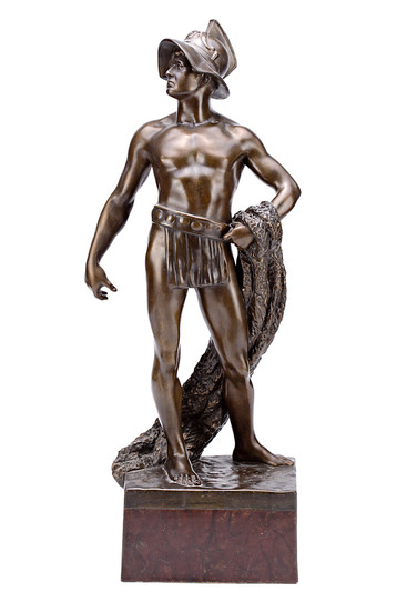 "Gladiator", terracotta sculpture patinated in bronze.