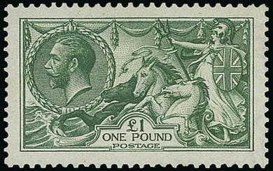 Great Britain King George V Issues 1913 Waterlow £1 green, large part original gum