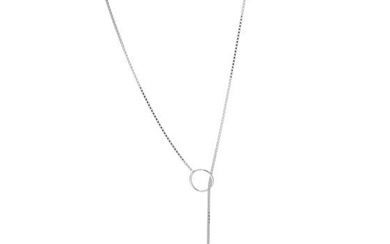 Gucci 18k White Gold 20mm Lariat Necklace