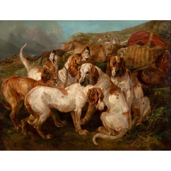 HENRY WEEKES R.A. (BRITISH 1807-1877) HOUNDS ON A HUNT
