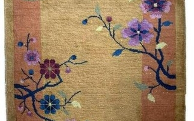 Handmade antique Art Deco Chinese rug 3.1' x 5.3' (94cm