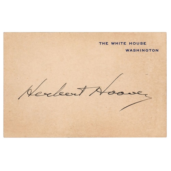 Herbert Hoover Signed White House Card