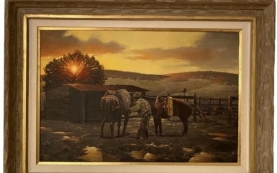 Horses Oil on Canvas by Hector Morales