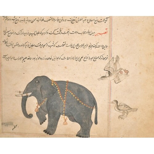 Isfahan School, possibly 17th Century, Miniature of an eleph...