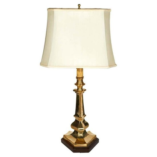 Italian Regency Style Brass Candlestick Table Lamp