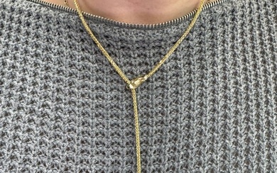 Italian Snake Motif Adjustable Lariat Necklace 14 Karat Yellow Gold 5.6 Grams