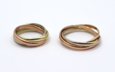 JEWELRY. (2) 14kt Gold Trinity Style Bands.