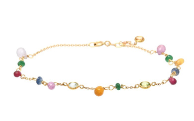 Jewellery Bracelet BRACELET, 18K gold, colourstones e.g. a sapphire tourmalin...