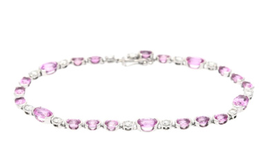Jewellery Bracelet BRACELET, 18K white gold, pink sapphires, 12 brillia...