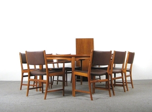 Kai Lyngfeldt Larsen, a set of chairs / arm chairs for Søren Willadsen + dining table (9)