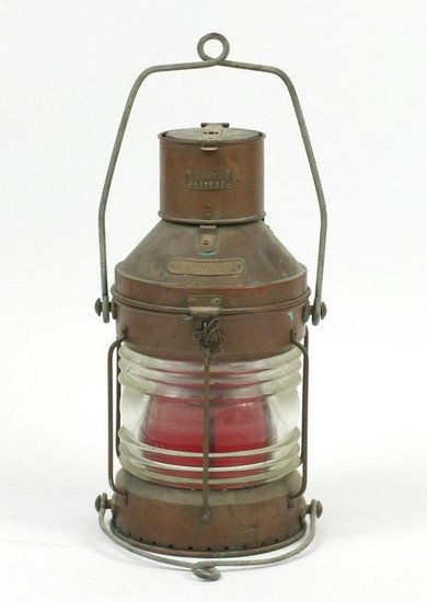 Large copper and brass Meteorite ships lantern, with