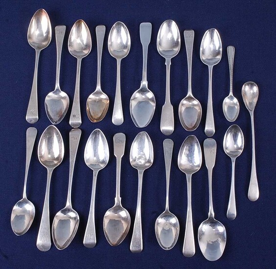 A selection of George III and later silver teaspoons
