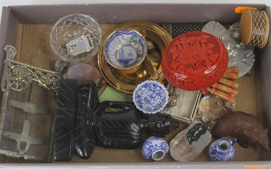 Lot details Miscellaneous items to include a Chinese cinnabar lacquer...