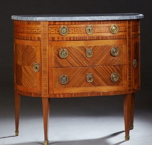 Louis XVI Style Demilune Marble Top Commode, early 20th
