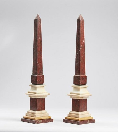 MANIFATTURA DEL XX SECOLO A pair of obelisks in rosso