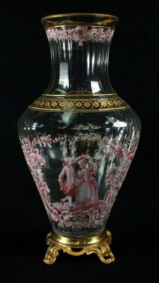 Magnificent Lobmeyr Vase In Bronze Base