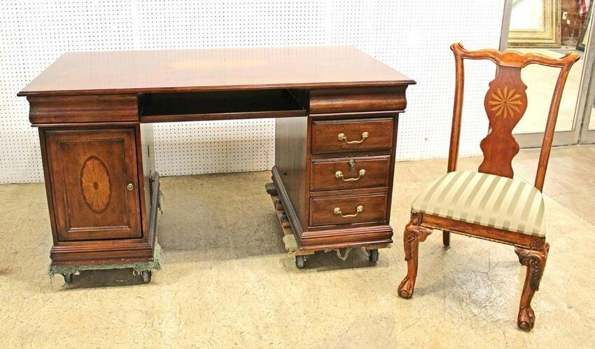 Mahogany executive partners desk with chair