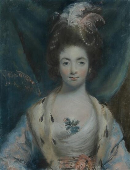Manner of Francis Cotes A Lady Wearing a Pearl Headdress