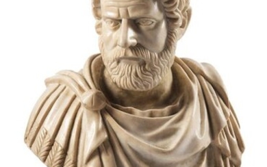 Marble bust of the Emperor Marcus Aurelius. Overall