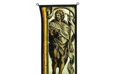 Medieval Stained Glass Panel with Christ Triumphant