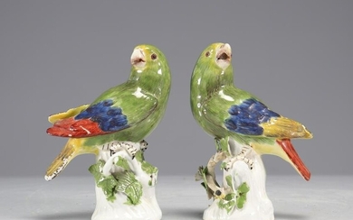 Meissen Kandler, pair of 18th century porcelain parrots