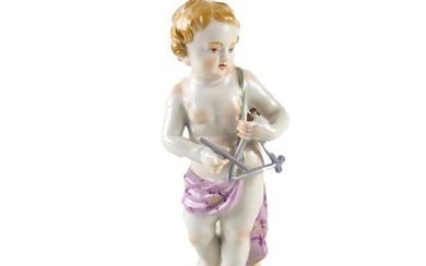 Meissen Porcelain Figurine Putti Cherub, Child w/ Triangle. #70509 Hand Painted