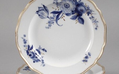 Meissen six dinner plates "Blue flower with golden grasses