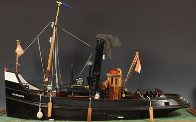 Miniature steamship, 'Wilhelmina' , mounted on a shelf,...