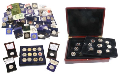 Mixed Silver Proof and Base Metal Commemorative Crowns; comprising 6x...