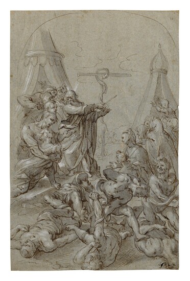 Moses and the Brazen Serpent, after Ferrau Fenzoni, Flemish School, late 16th century