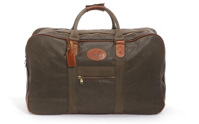 Mulberry A travel bag of army green coated canvas with brown leather...