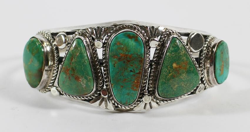 NAVAJO STERLING TURQUOISE CUFF BRACELET