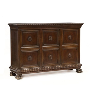 Neoclassical Style Carved Walnut Credenza