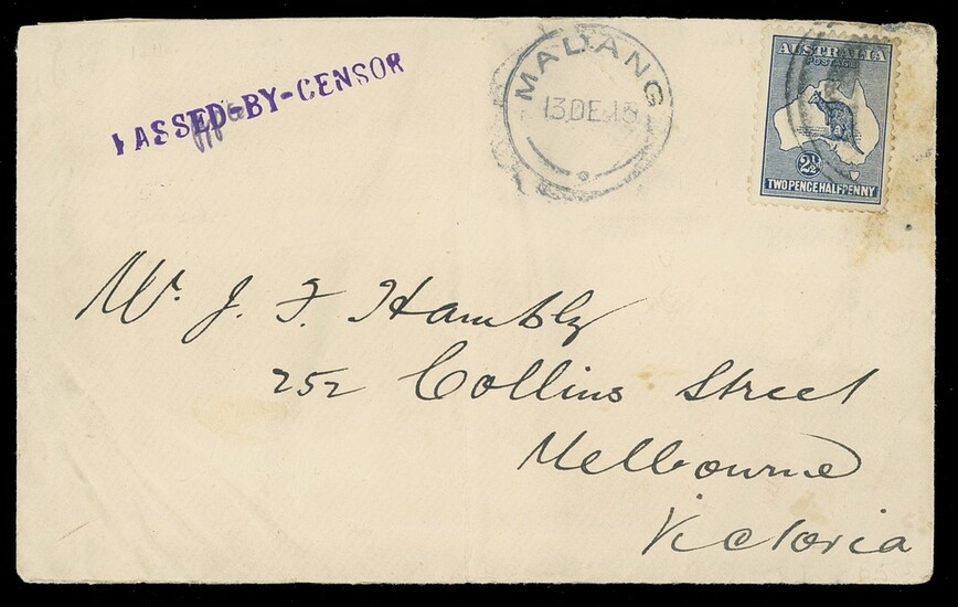 New Guinea Australia used in New Guinea 1915 (21 Dec.) envelope (interesting letter enclosed) t...