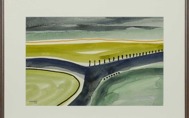 ORKNEY LANDSCAPE, A WATERCOLOUR BY PETER DAVIS